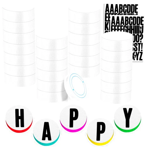 HFKPJRT 3 Inch Foam Circles for Crafts, 30 Pcs White Styrofoam Discs with Letter Stickers and Hanging Wire for Friendship Bracelet Making, Blank Cakes and Decorations Sculpture Modeling, DIY Project