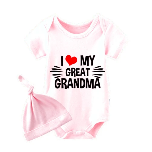 YSCULBUTOL Baby Twins Bodysuit I Love My Great Grandma Infant Baby Clothes Unisex Romper Twin Outfits With Hat