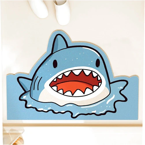 SAYONAKUAJ Bath Mat Cartoon Bathroom Mat Rug Quick Dry Thin Bathroom Rug-Diatom Mud Foot Pad Super Water Absorption Stain Resistant Bath Mat Rug (Shark, 15.7