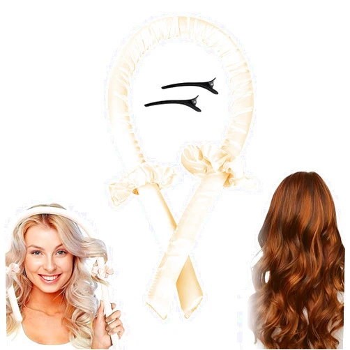 Aantnara Heatless Hair Curlers to Sleep In,Hair rollers for Long hair, Curls Headband You Can Sleep In,Soft Satin & Cotton Heatless Curling Rod Headband for Women(Champagne Gold)