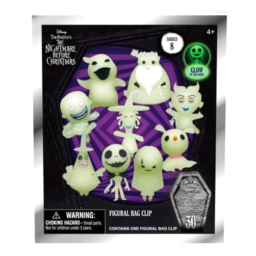 Monogram Nightmare Before Christmas Series 8 – GLOW IN THE DARK - 3D Foam Bag Clip in Blind Bag – 30th Anniversary., Glow in the Dark, 2.5