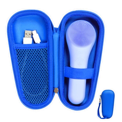 SnawikiBag Hard Carry Case Compatible with NågraCoola CLIE Sonic Facial Cleansing Brush, Waterproof Case Storage Carrying Holder Fits for Silicone Face Scrubber and Charging Cable (Box Only), Blue