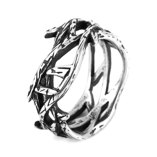 HZMAN Jesus Crown of Thorns Ring for Men Gothic Stainless Steel Pinky Ring