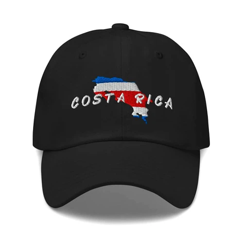 LEJJ Gear Costa Rican Flag of Costa Rica (Embroidered) Adjustable Dad Hat Black