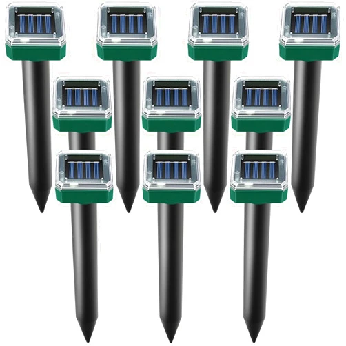 USKICH Mole Repellent Solar Powered, 10 Pack Solar Mole Repellent Ultrasonic for Vole, Snakes, Gopher, Waterproof Sonic Mole Deterrent Spikes,Snake Gopher Vole Repellent for Garden and Yard