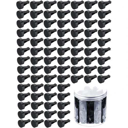 Tallew 100 Pcs Metal Car Air Vent Clips with Plastic Slot Head Auto Freshener Clips Perfume Clip Replacement Air Conditioner Outlet Clips for Office Home, Black, 40 x 24 mm