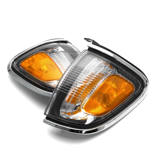 SHELITA 2pcs Corner Lights for 2001-2004 Toyota Tacoma Signal Lamps Corner Marker Lights with Chrome Trim Drive and Passenger Side 81620-04080 81610-04080 TO2520161 TO2521161