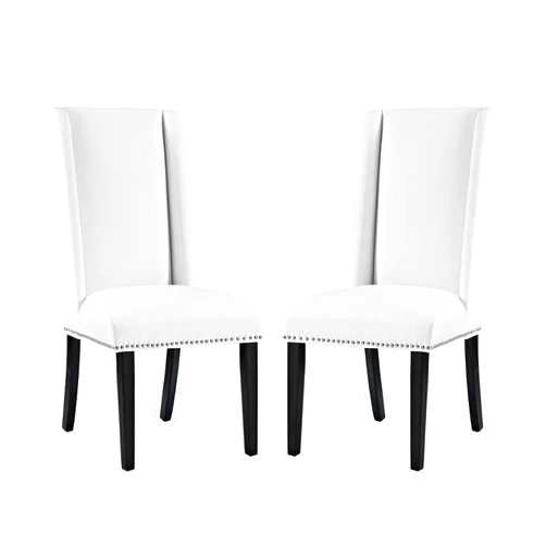 America Luxury - Chairs Modern Contemporary Urban Design Kitchen Room Dining Chair (Set of Two), White, Fabric