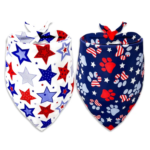 Pohshido 4th of July Dog Bandana, American Patriotic Cat Bandana for Large Medium Small Pets Puppies (Large)