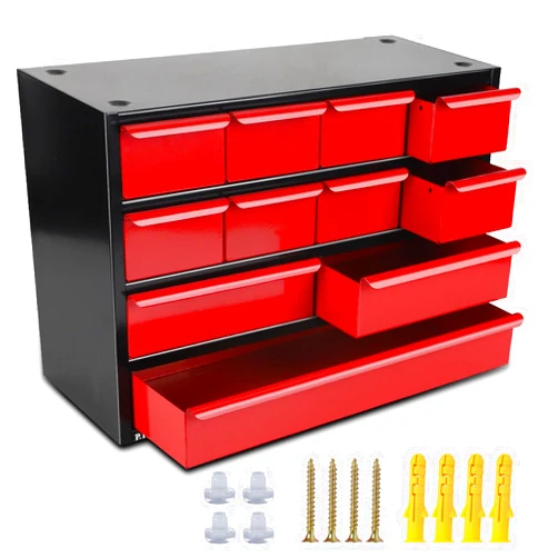 P.I.T. Organiser Stackable 11 Drawer, Metal Tool Chest, Steel Tool Box with 4 Sets of Expansion Screws for Wall Mounting.Cabinet for Tool, Screw, Nuts, Bolts Organizers and Storage