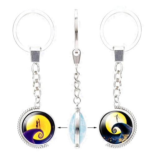 Moonffay The Nightmare Before Christmas Keychain Jack and Sally Skellington Inspired Keyring For Women Men