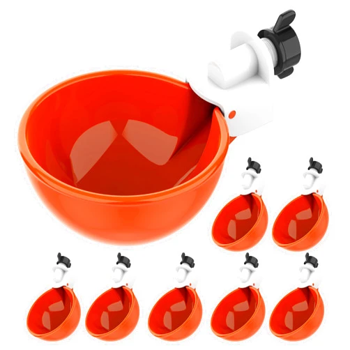 Lil'Clucker (8 Pack) Lil Clucker Large Automatic Chicken Waterer Cups | Chicken Water Feeder Suitable for Chicks, Duck, Goose, Turkey and Bunny | Poultry Water Feeder Kit (Orange)…