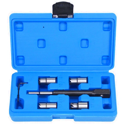 TradeINArt 5pcs Diesel Injector Seat Cutter Cleaner Diesel Injector Set with Flat Reamer Angled Reamer Hex Key Fit for Mercedes-Benz PSA Renault Bosch