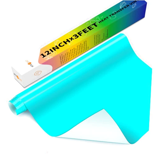 HTVRONT HTV Heat Transfer Vinyl-12 x 3FT Turquoise HTV Vinyl Roll for T-Shirts, Iron on Vinyl for Cricut, Cameo & Heat Press Machine- Easy to Cut & Weed Vinyl Heat Transfer (Turquoise)