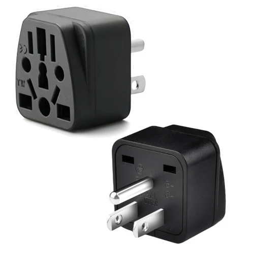 Fertrey 2 Pack US Travel Plug Adapter, EU,AU,UK,CN,to USA(Type B),Grounded 3 Prong for USA Wall Plug,Wall Outlet Power Charger Converter