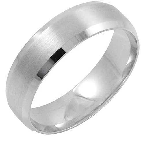 Oxford Ivy Men's 14K White Gold 6MM Comfort Fit Beveled Edge Wedding Band (Available Ring Sizes 8-12 1/2)