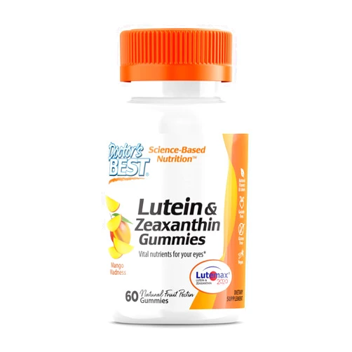 Doctor's BEST Lutein Gummies with Lutemax 2020, 60 Ct, Chewable Natural Eye Support Supplement, Marigold Lutein, Zeaxanthin, Eye Health & Macular Support, Non-GMO, Natural Fruit Pectin, Vegan