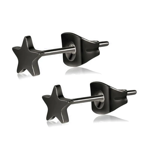 FACOKO Pure Titanium Heart Earrings Women Flat Star Earring Moon Nickel Free Hypoallergenic Stud Earrings for Sensitive Ears, Bar Earring Stud, Rose Gold/Gold/Black/Silver