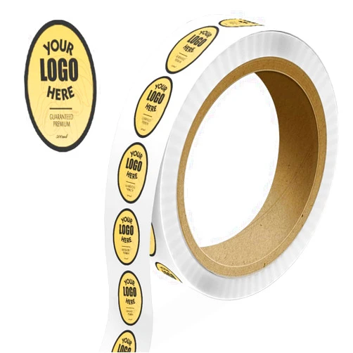 LabelsNstickers Custom Printed Standard Label Rolls - Oval - 1 1/4 x 2 1/2 - Gold Metallic Foil - 125 Labels/Roll