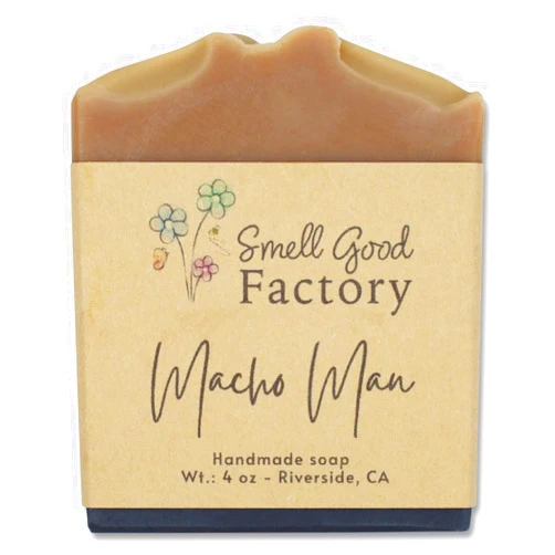 Smell Good Factory Natural Handmade Bar Soap, 4 oz, with Shea Butter (Macho Man)