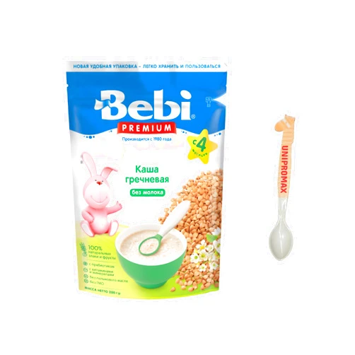 Unipromax Bebi Premium Buckwheat Cereal Milk-Free 200g (4+ Months) Baby Cereal with Prebiotics & Unipromax Spoon, 7.05 Ounce (Pack of 1)