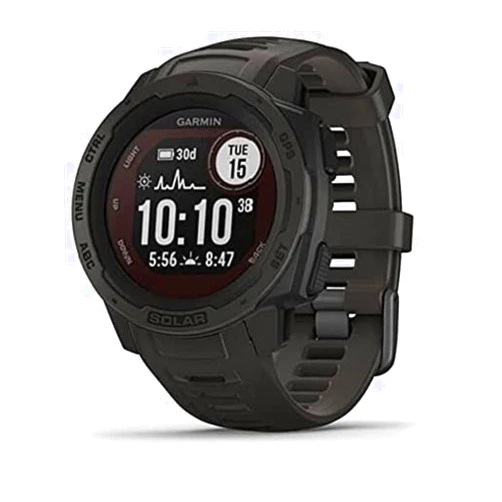 Garmin 010-02293-10 Instinct Solar, Rugged Outdoor Smartwatch with Solar Charging Capabilities, Built-in Sports Apps and Health Monitoring, Graphite