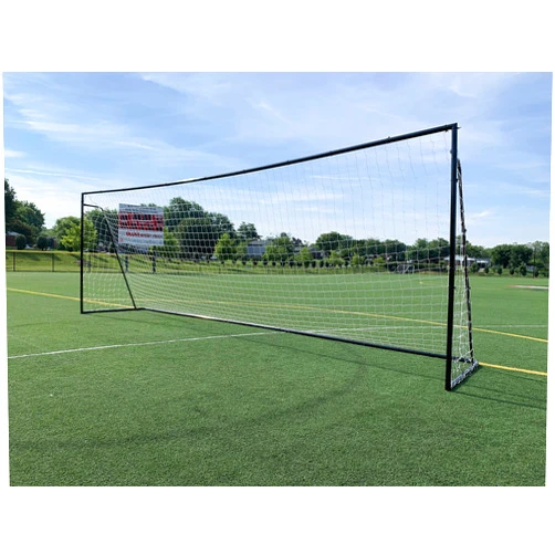 Vallerta 24 x 8 Ft.Regulation Size Soccer Goal w/Weatherproof HDPE Net. 50MM Diameter Industrial Grade Black Powder Coated Galvanized Steel. Portable 8x24 Foot Training Aid. ONE Year Warranty!