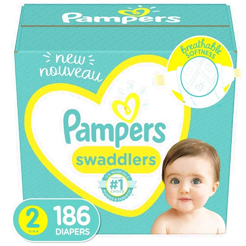 Pampers Baby Diapers Size 2, 186 Count - Pampers Swaddlers, ONE MONTH SUPPLY (Packaging and Prints on Diapers May Vary) Size 2 PMV 1 Month Supply