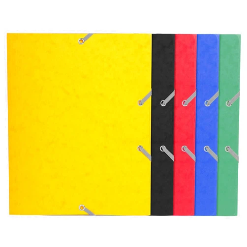 Exacompta - Ref. 55200E - Pack of 25 Elastic folders 3 Flaps Glossy Card 400 GSM - School Format - 24x19cm - Assorted Colours