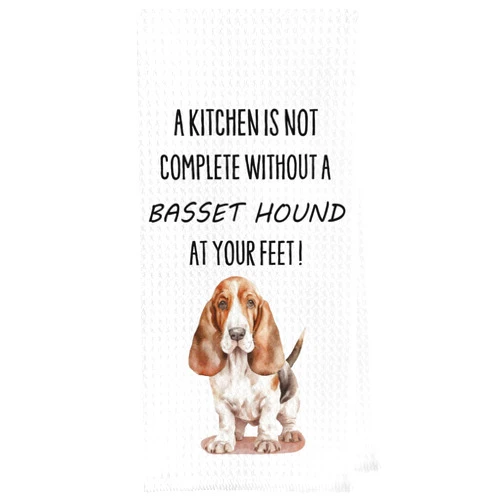 Geqtt Basset Hound Dish Towels - Funny Basset Hound Decorative Waffle Weave Kitchen Towels, Basset Hound Hand Tea Towels, Basset Hound Gifts, Basset Hound Decor (16×24 Inches)