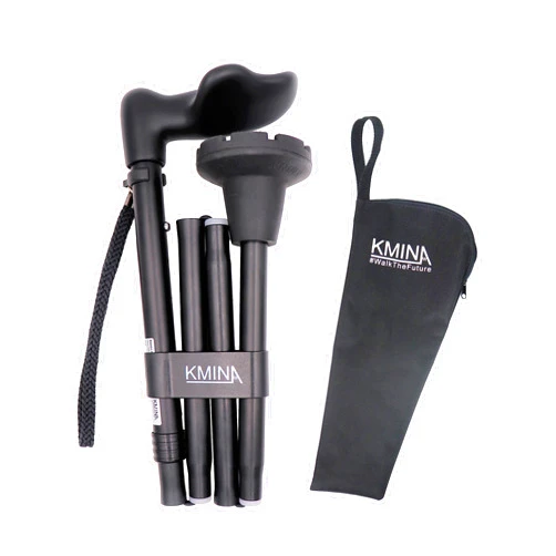 KMINA - Cane Ergonomic Handle (Right Hand), Ergonomic Cane Right Handed, Walking Cane, Ergonomic Grip, Folding Cane, Ergonomic Canes for Men and Women Adjustable, Palm Grip Cane - Made in Europe