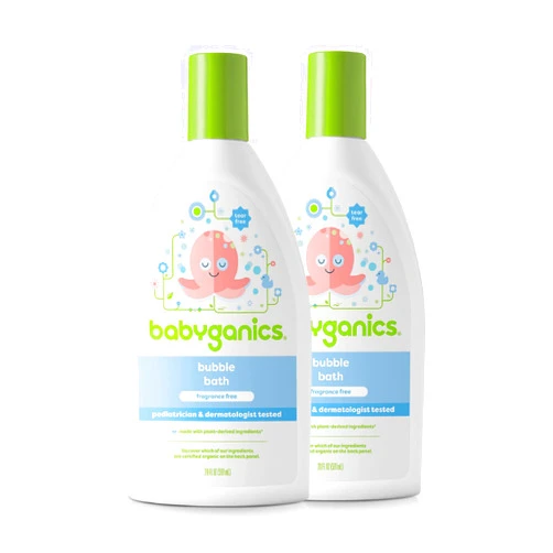 Babyganics Bubble Bath, Non-Allergenic, Gently Cleanses, Fragrance Free, 20 Fl Oz (Pack of 2), Packaging May Vary