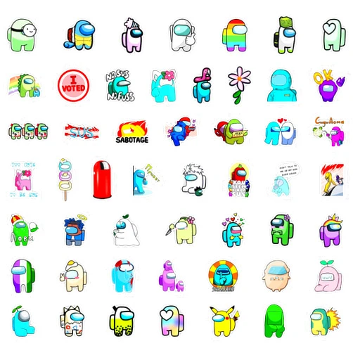 Afrotoyz store 50 Piece Amongs us Stickers Decals Set for Kids Adults, Waterproof Pixel Amongs us Gaming Stickers for Kid Game Reward,Water Bottles, Laptop Decor,Video Game