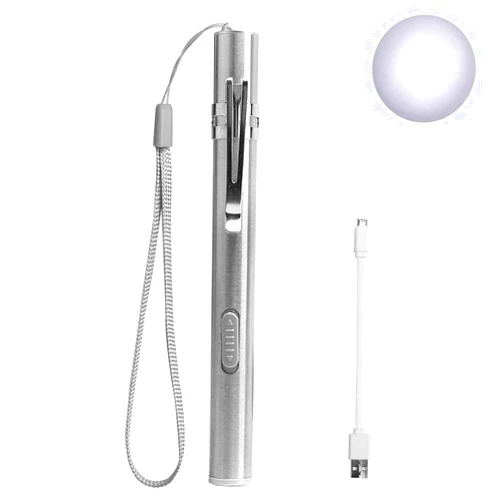 DZWJ Diagnostic Medical Penlight Pen Torch, Reusable LED Medical Penlight for Medical Students Doctors Stainless Steel Body,White