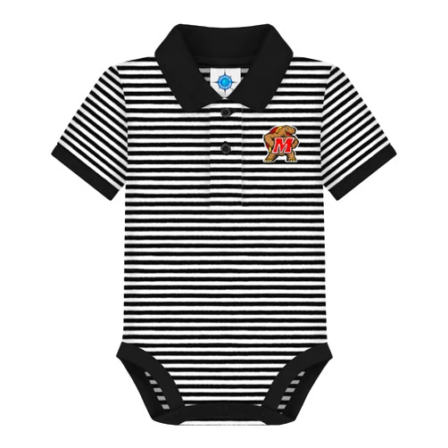 Creative Knitwear College Baby Striped Polo Bodysuit - Team Logo, Multiple Colors, for Boys & Girls (0-12 Months)