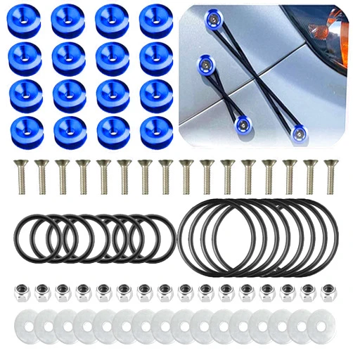 LUYEJKO Bumper Quick Release Kit，Bumper Fasteners，Quick Release Bumper Clips for Car Bumpers,16 Pieces Replacement O-Ring (8 Regular + 8 Big) (Blue)