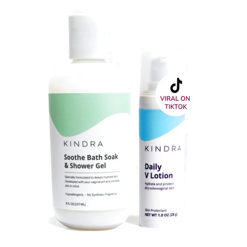Kindra Ultimate V Relief Bundle - Daily V Lotion Vaginal Moisturizer & Soothe Unscented Feminine Wash For Dryness, Itch, Infection, Odor Prevention, with Hyaluronic Acid, Estrogen-Free, pH-Balanced