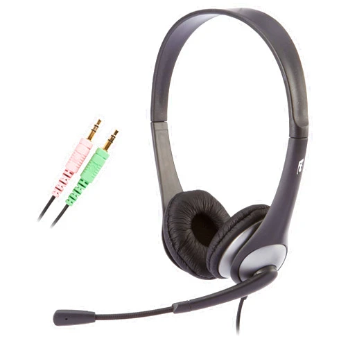 Cyber Acoustics - AC-201 Stereo Headset with Separate Headphone and Microphone Jacks, Great for K12 School Classroom and Education (AC-201) Silver
