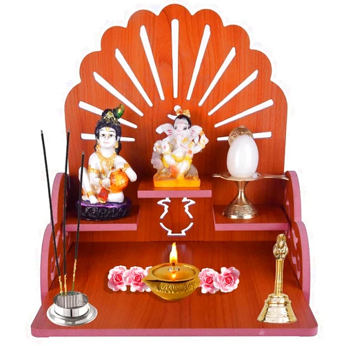 Primefair Wooden Wall Mounted Hanging Puja Temple Wood God Stand for Pooja Room | Mandir Devghar Stand Temple Home Temple Home Wall Temple Waterproof (TEMPLE-003-398)