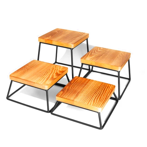 Elite Timber Wood Riser Set- Cupcake Stand, Cake Platform, Plant Pedestal, Dessert Display, Retail, and Food Display - Set of 4