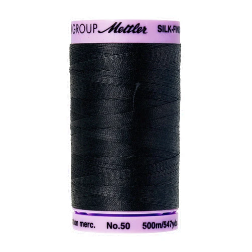 Mettler Silk-Finish Solid Cotton Thread, 547 yd/500m, Black