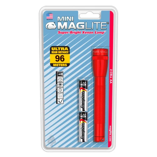 Maglite Mini Incandescent 2-Cell AA Flashlight, Red