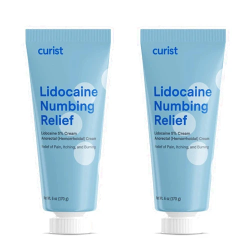 Curist 5% Lidocaine Cream Maximum Strength Topical Pain Relief OTC - 12 oz (Pack of 2) XL Tube 5 Percent Lidocaine Numbing Cream to Numb Effectively (2 Pack - 6 oz Tube)
