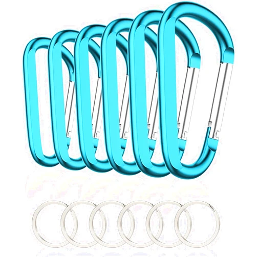 CampTek 6PCS Black Carabiner Caribeaner Clip,3