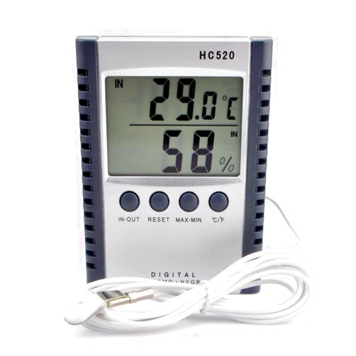 iKKEGOL Digital Indoor Outdoor in/OUT Wall Mount Monitor Sensor LCD Temperature Thermometer Hygrometer Humidity Meter with Probe Cable