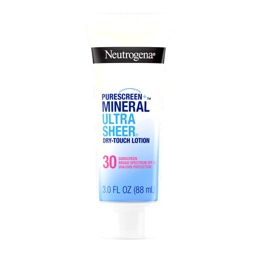 Neutrogena Mineral UltraSheer Dry-Touch SPF 30 Sunscreen Lotion, Water-Resistant Broad-Spectrum UVA/UVB Protection, Skin Nourishing, Lightweight With Vitamin E, Oxybenzone-Free, 3.0 fl. oz