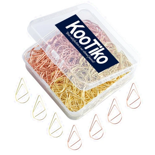 KOOTIKO Gold and Rose Gold Cute Paper Clips Set, 300 Pcs Smooth Stainless Steel Tear-Shaped Wire Paperclips Small for Office Supplies Wedding Women Girls Kids Students Paper Document Organizing