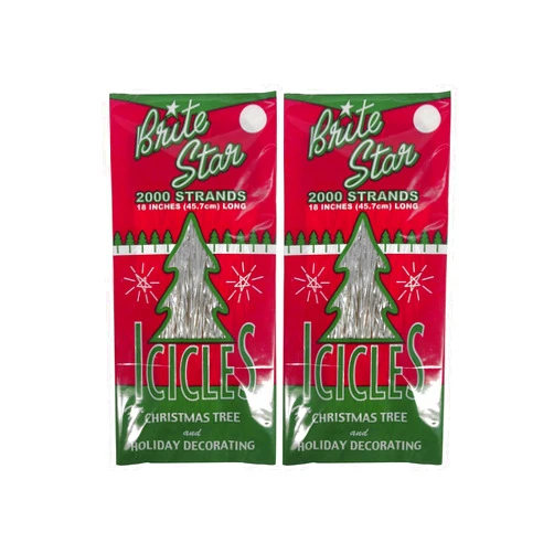 Brite Star 2000 Strands 18 inch Icicles, Silver (Set of 2)