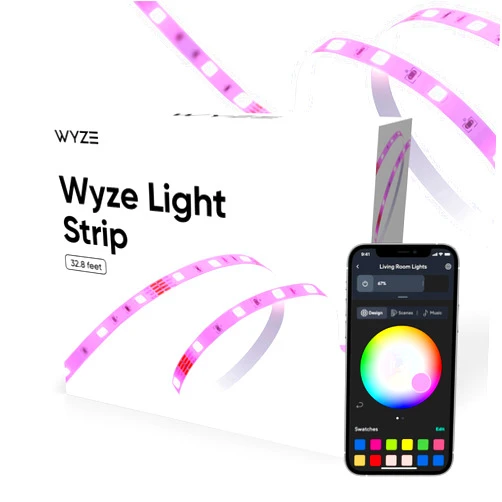 Wyze Lifestyle Light Strip, 32.8ft (2 Rolls of 16.4ft) WiFi LED Strip Lights with 16 Million Colors, RGB, Music Sync, Sun Mode, Compatible with Alexa Google Assistant