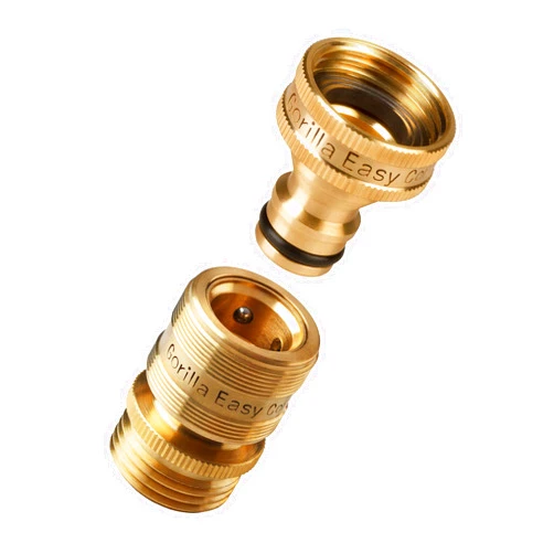 GORILLA EASY CONNECT Garden Hose Quick Connect Fittings. ¾ Inch GHT Solid Brass Leak Proof to 200 PSI Heavy Duty